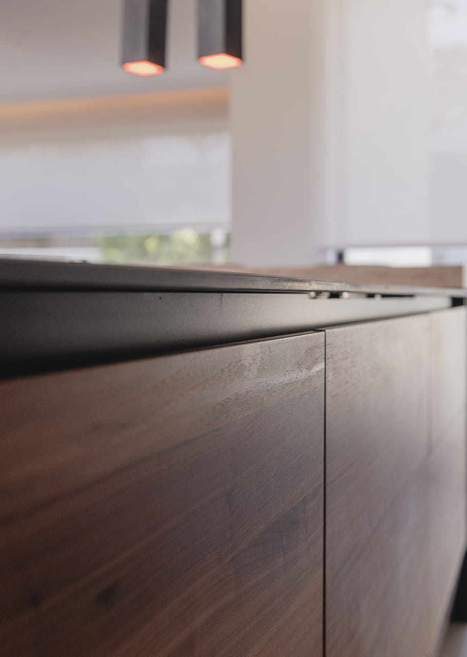 Wood finish Santos kitchen cabinets