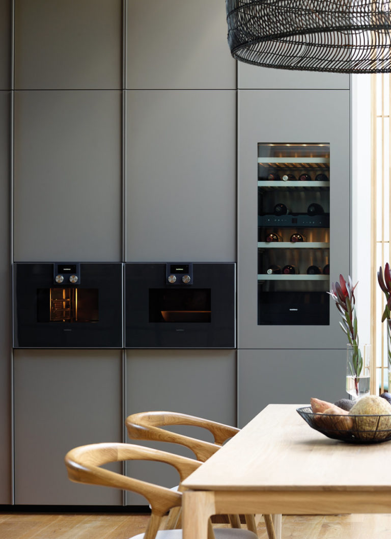 Grey kitchen with tall units