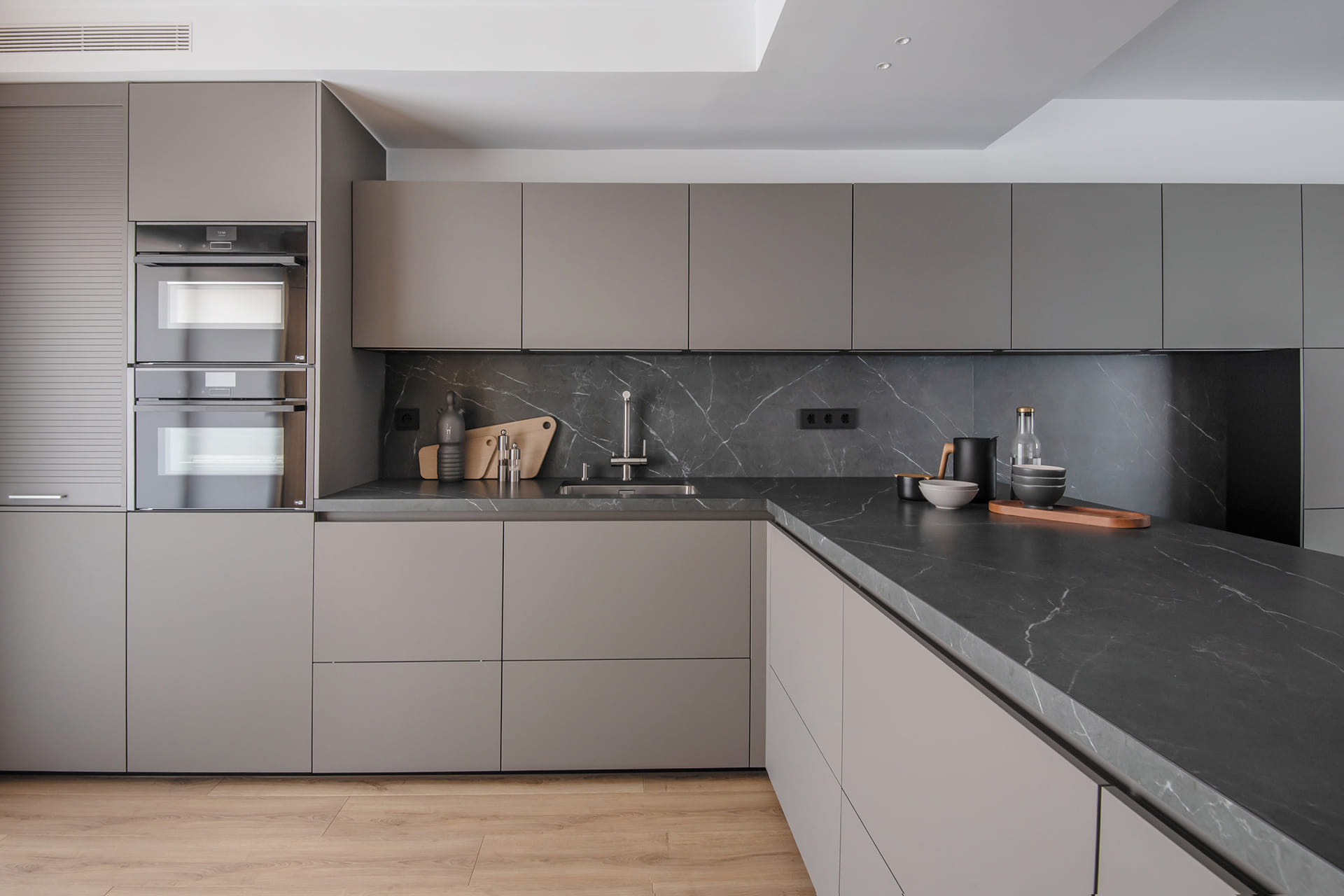 Grey Santos kitchen with units and double drawers