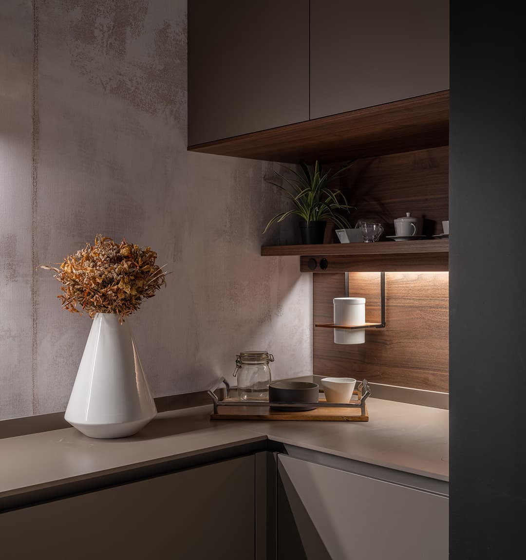 Grey Santos kitchen with lighting system