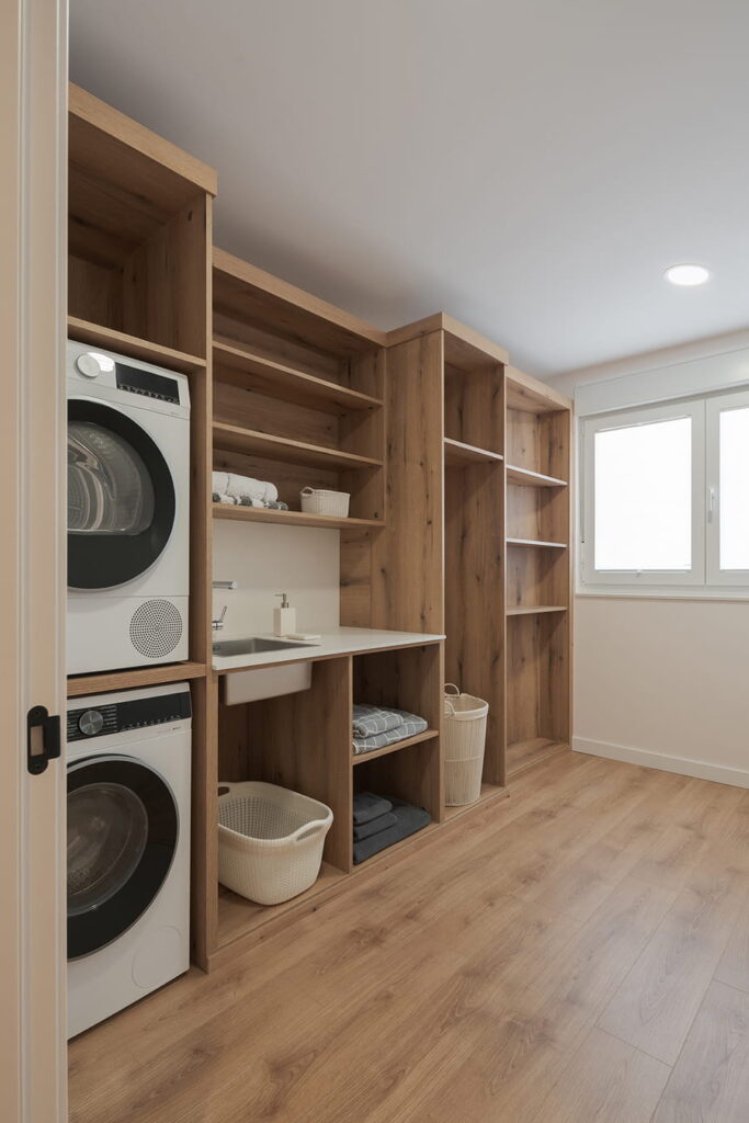 Laundry area in wood.