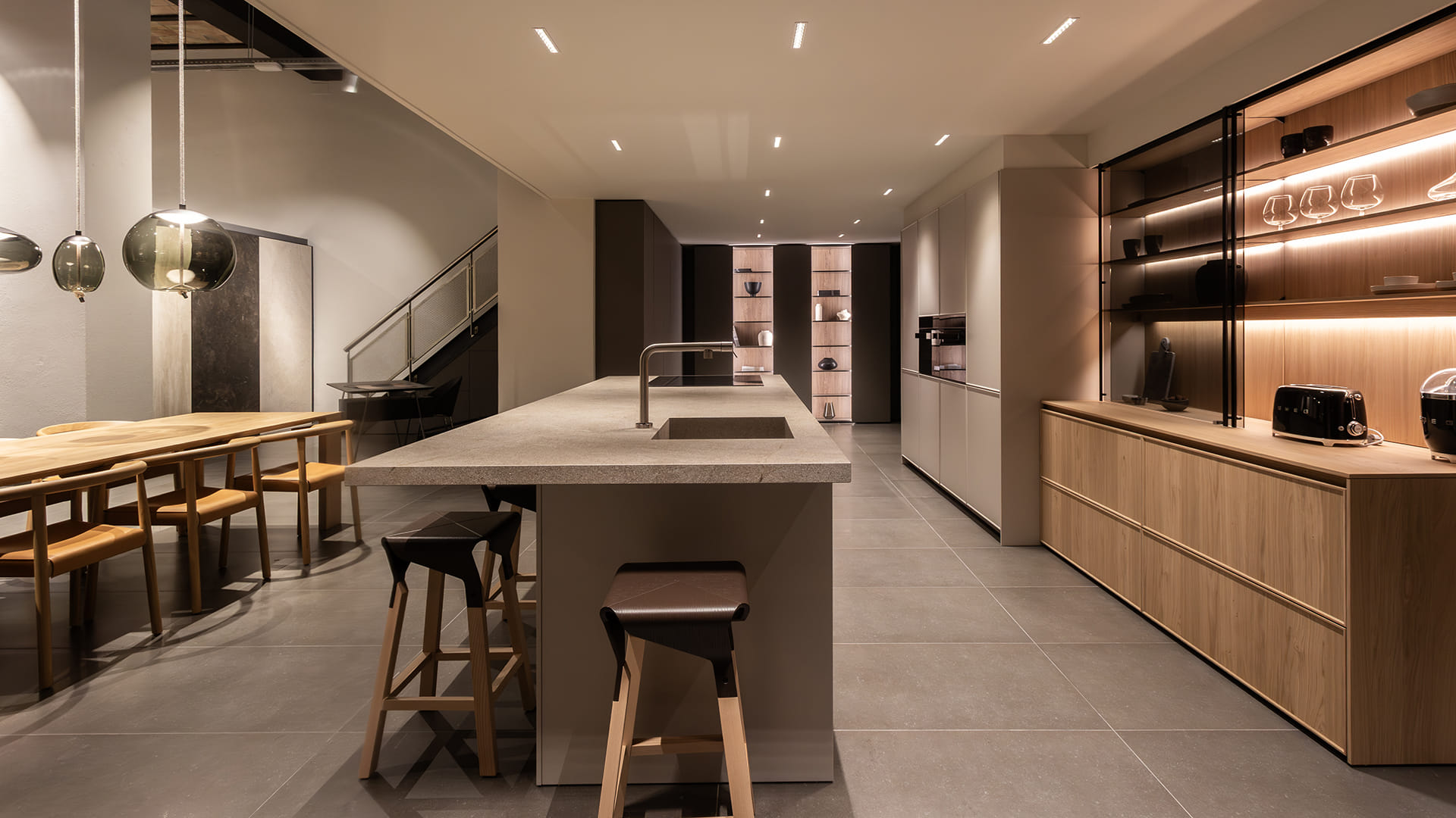 Santos cashmere kitchen at the Santos kitchen showroom in Girona.