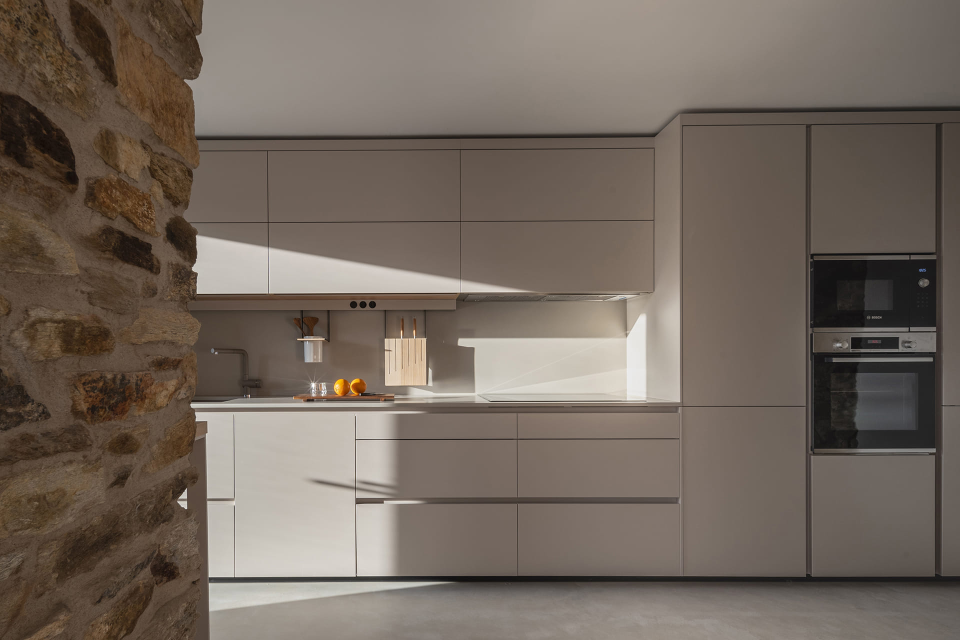 Cashmere Santos kitchen fitted out with tall units.