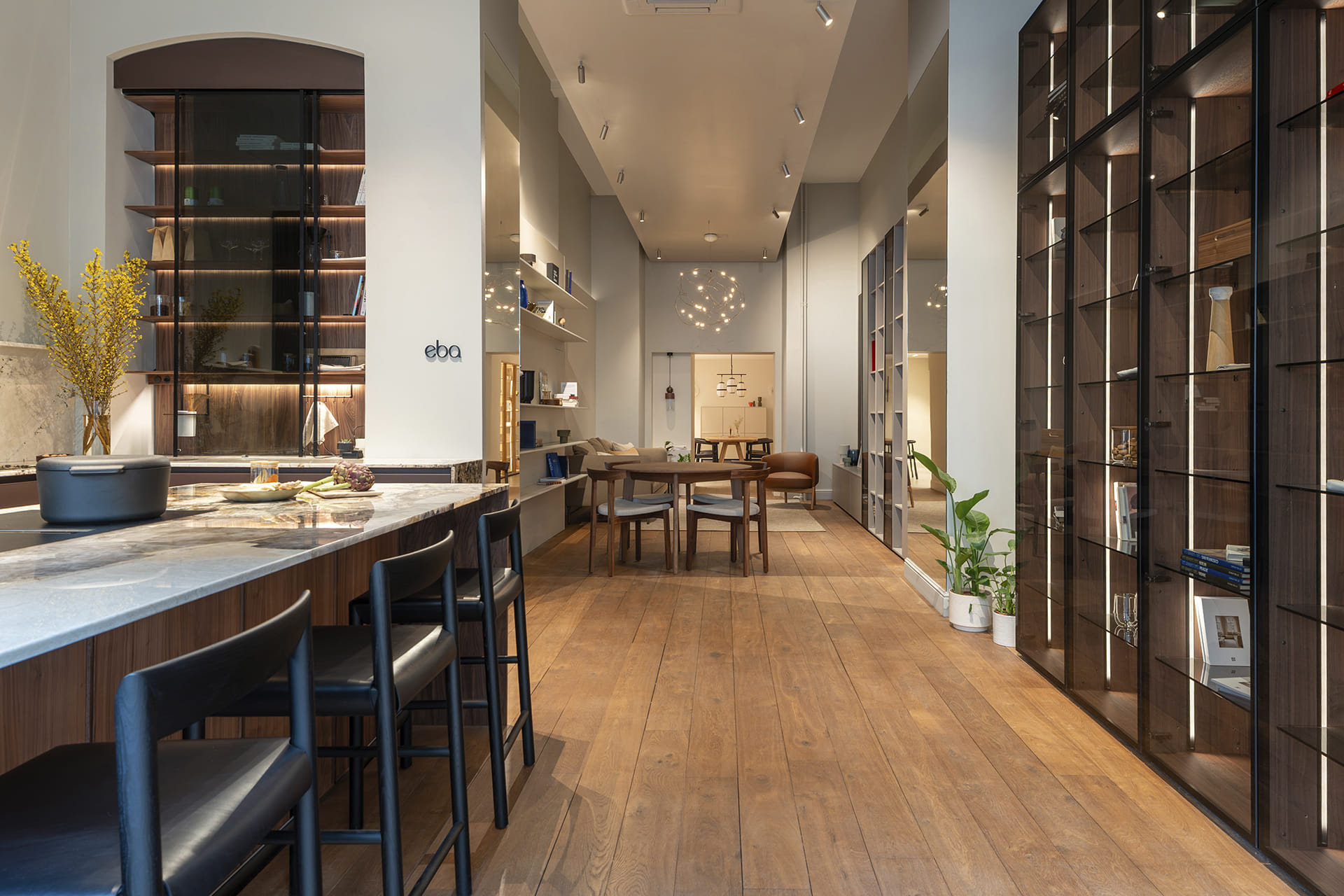 Interior of the Santos Kitchens showroom eba Genève in Switzerland.